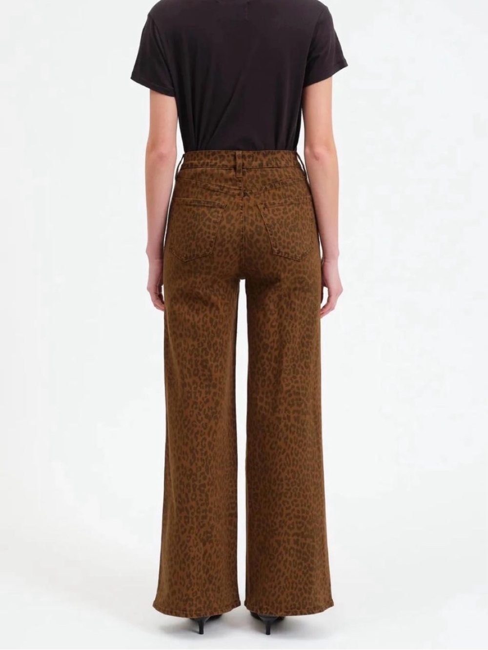 Daze High-Rise Brown Leopard Wide Leg Jeans - Picture 3 of 6